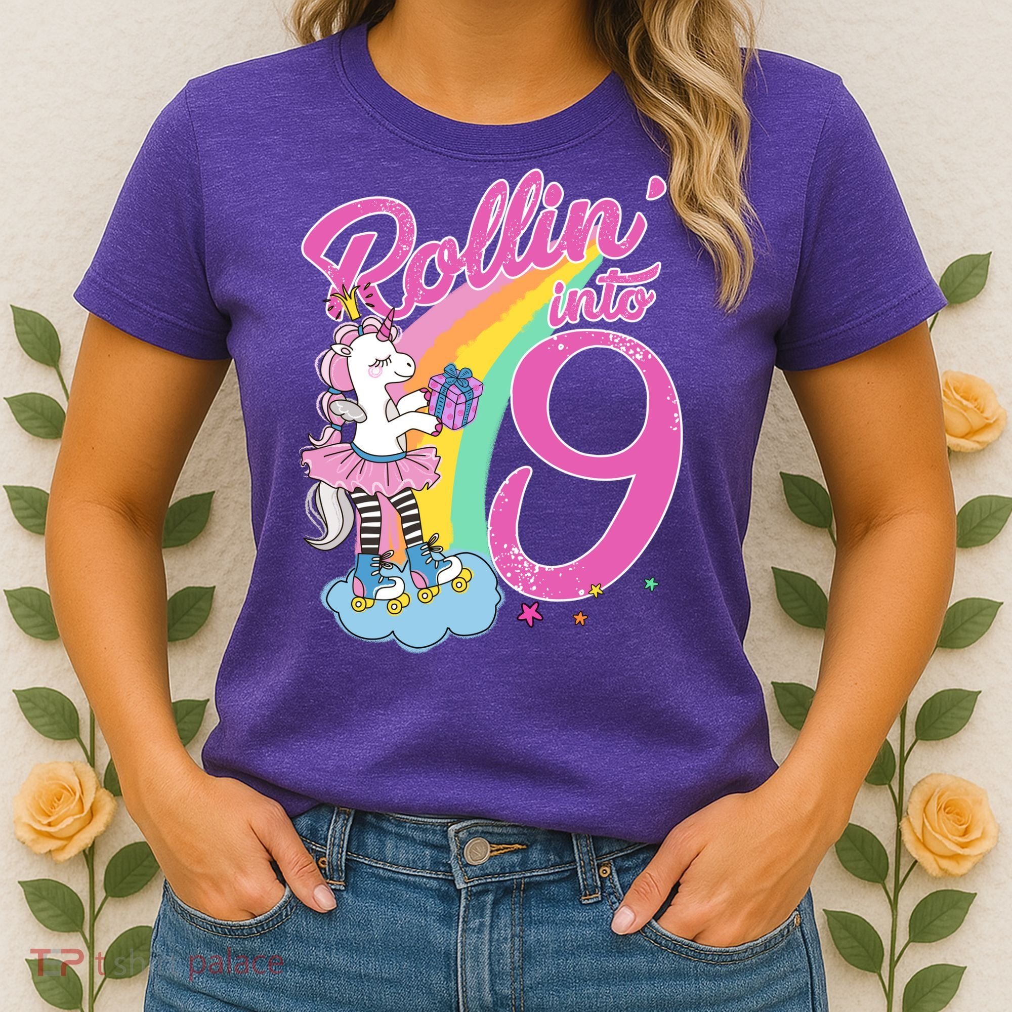 Rollin' Into 9 Skating Unicorn Birthday Women's T-Shirt