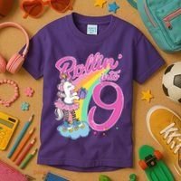 Rollin' Into 9 Skating Unicorn Birthday Kids T-Shirt thumb 3