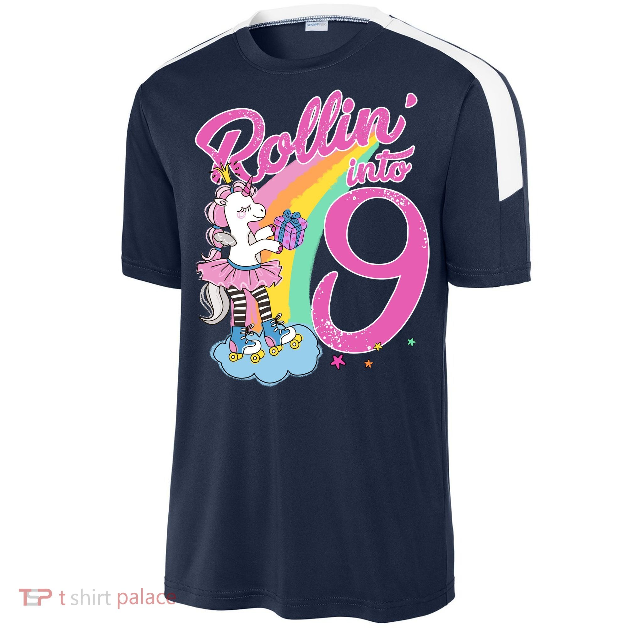 Rollin' Into 9 Skating Unicorn Birthday Sport-Tek Competitor United Soccer Jersey