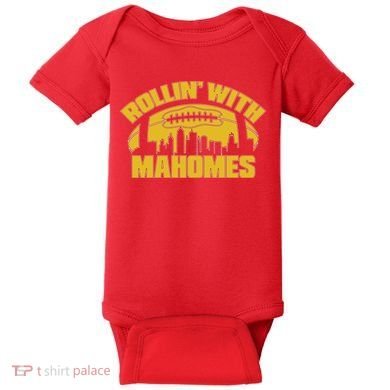 Rollin With Mahomes Kansas City Skyline Baby Bodysuit