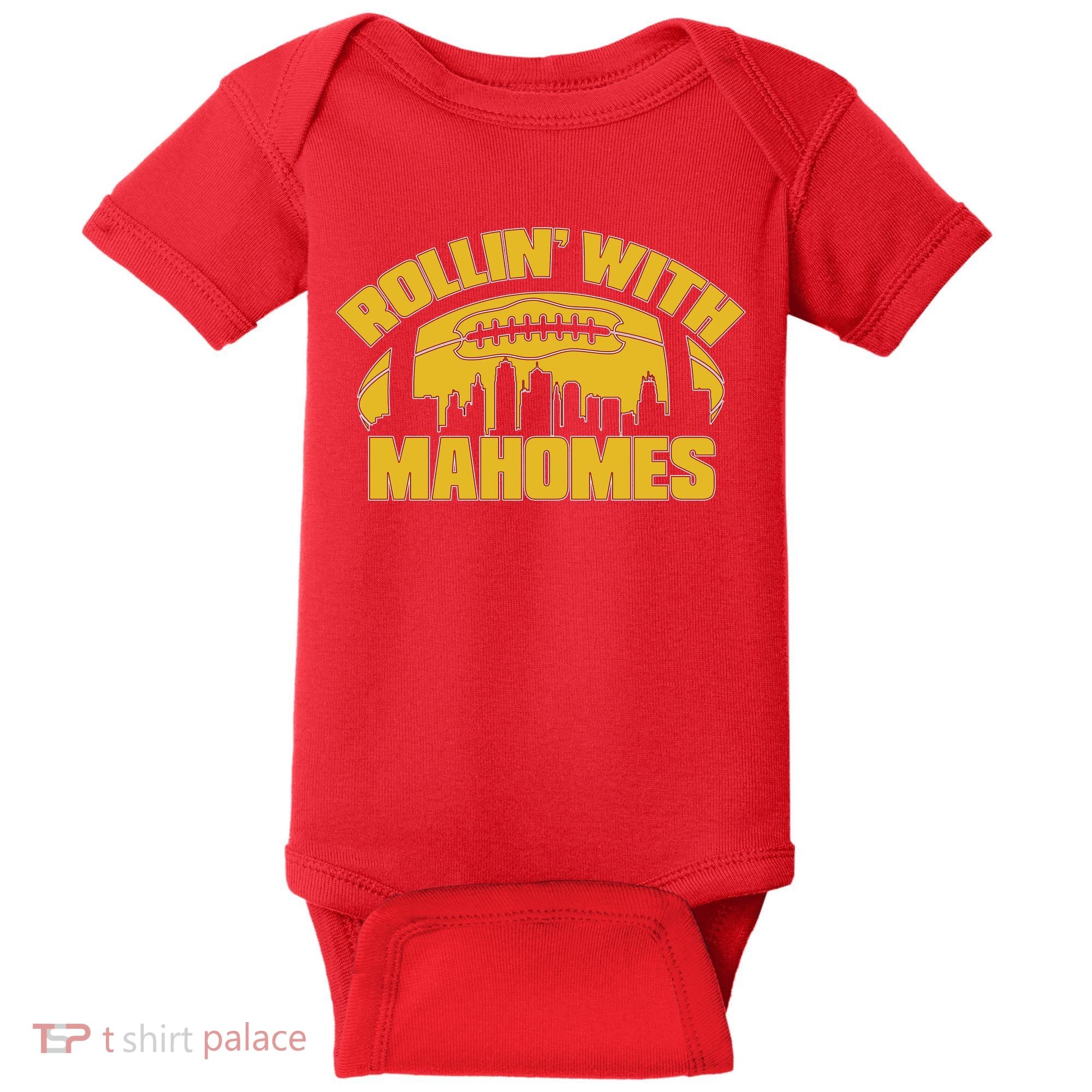 Rollin With Mahomes Kansas City Skyline Baby Bodysuit