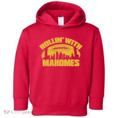 Rollin With Mahomes Kansas City Skyline Toddler Hoodie