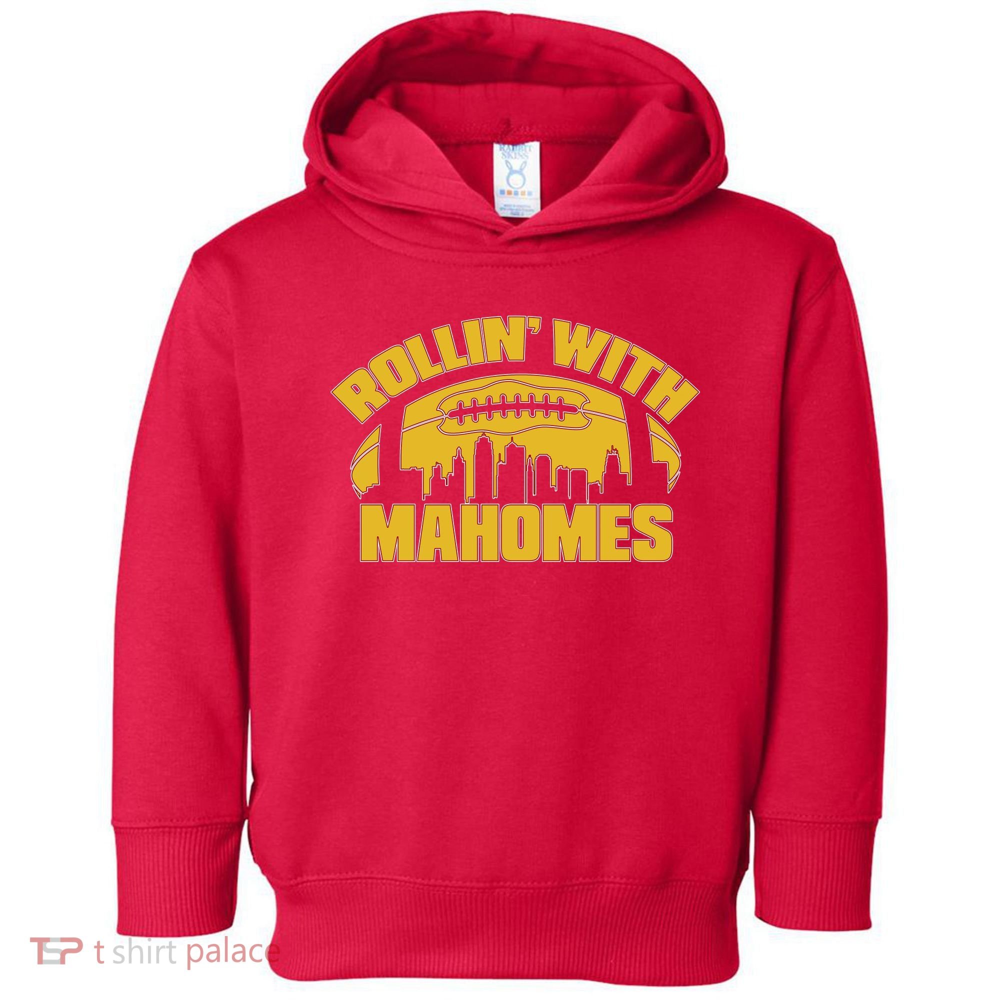 Rollin With Mahomes Kansas City Skyline Toddler Hoodie