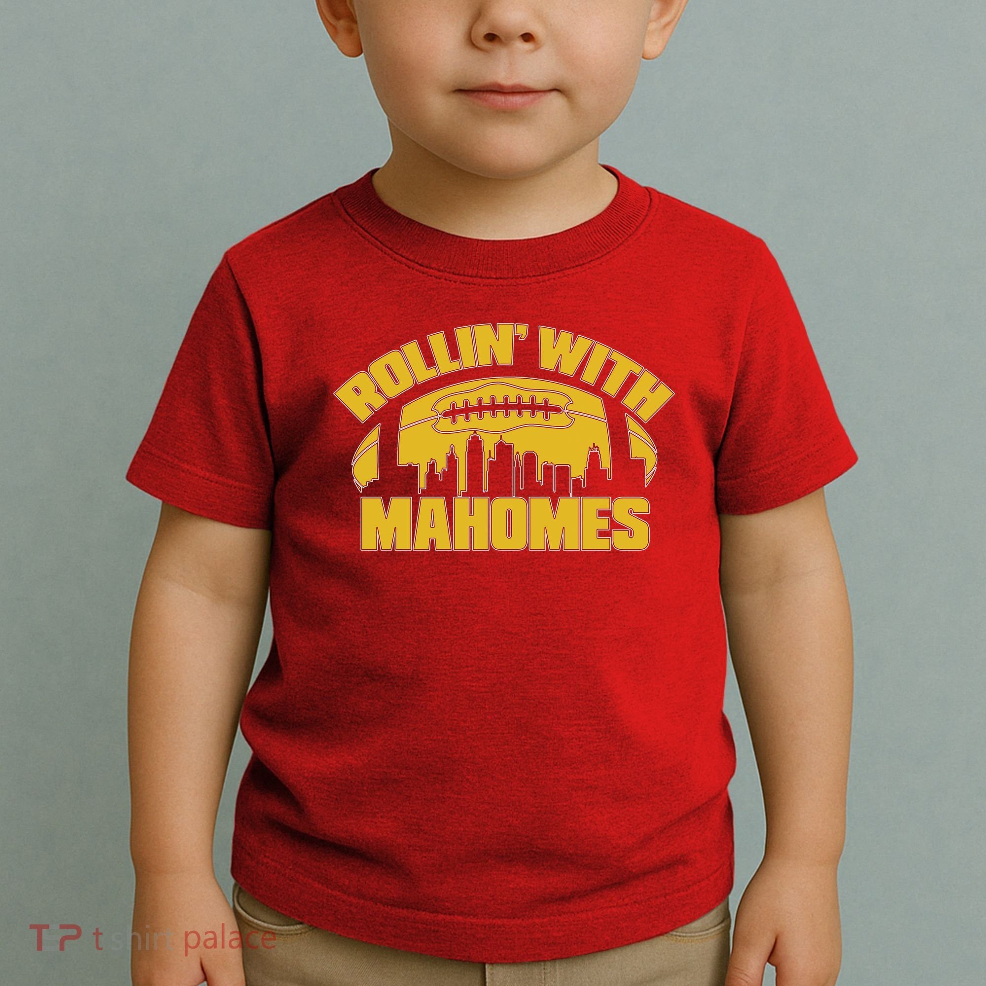 Rollin With Mahomes Kansas City Skyline Toddler T-Shirt