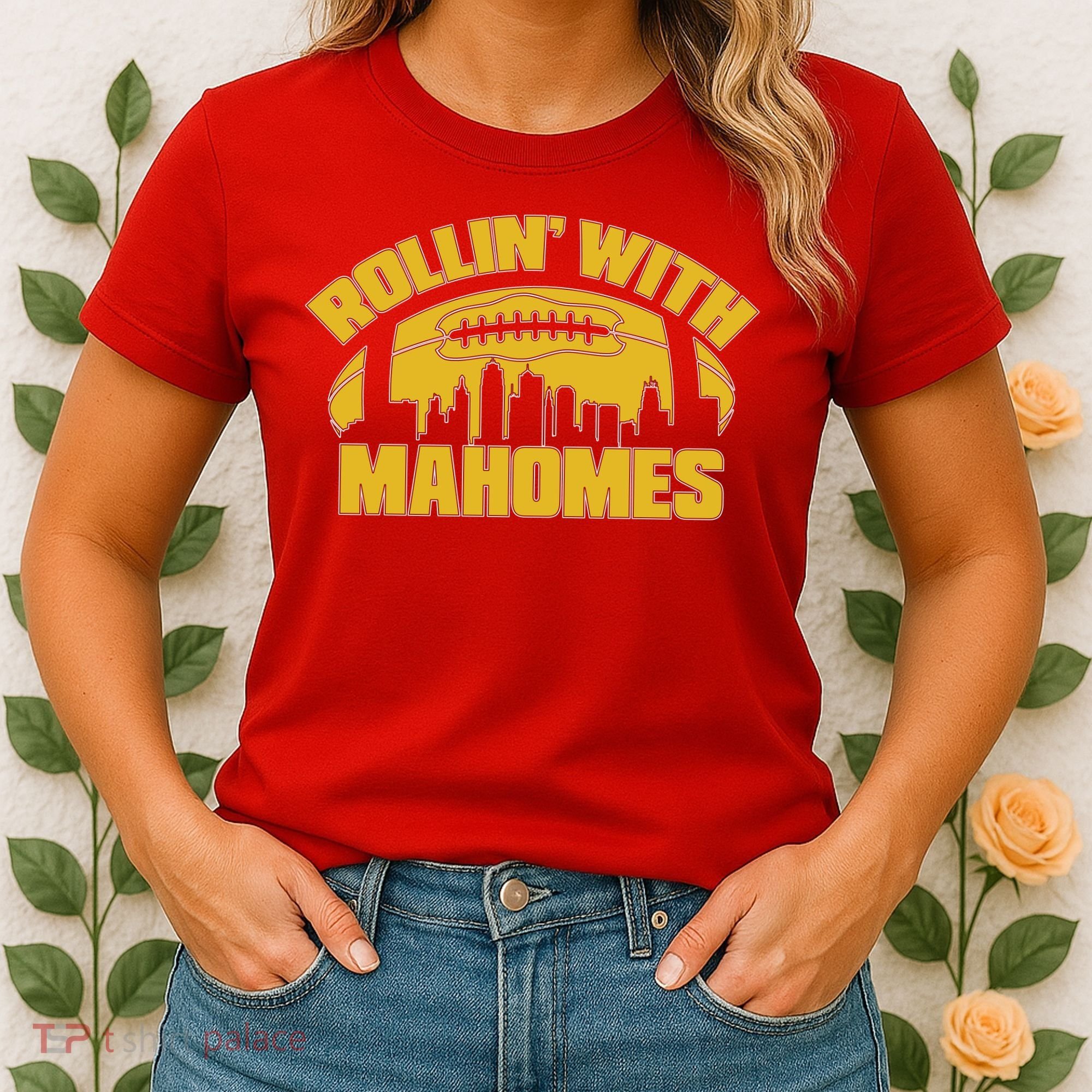 Rollin With Mahomes Kansas City Skyline Women's T-Shirt