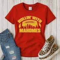 Rollin With Mahomes Kansas City Skyline Women's T-Shirt thumb 3