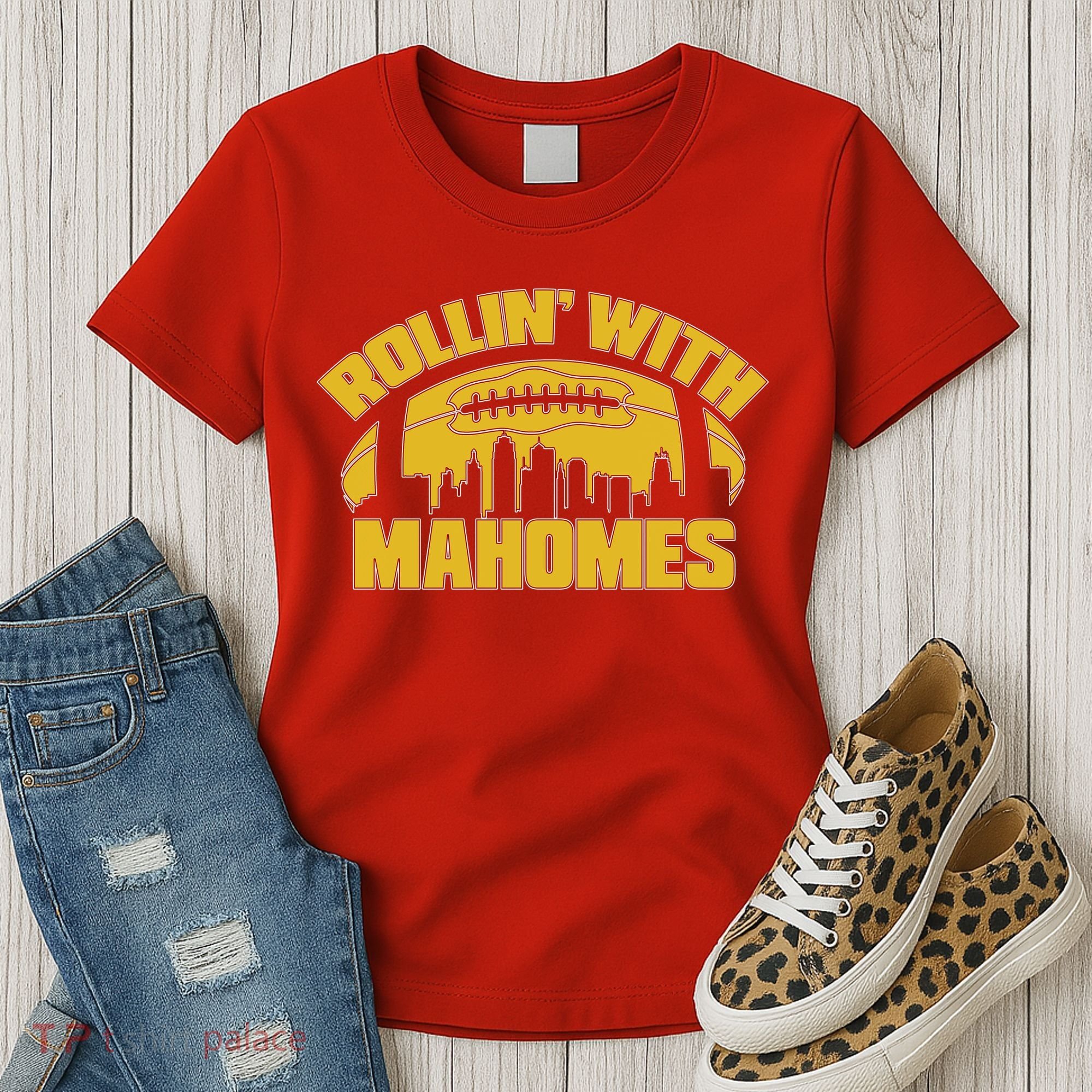 Rollin With Mahomes Kansas City Skyline Women's T-Shirt