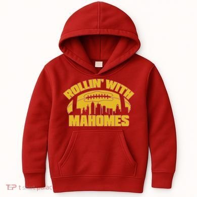 Rollin With Mahomes Kansas City Skyline Kids Hoodie