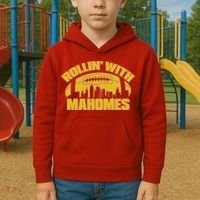 Rollin With Mahomes Kansas City Skyline Kids Hoodie thumb 2