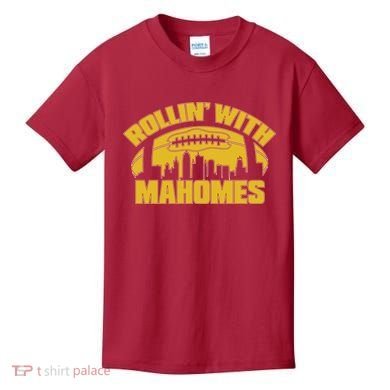 Rollin With Mahomes Kansas City Skyline Kids T-Shirt