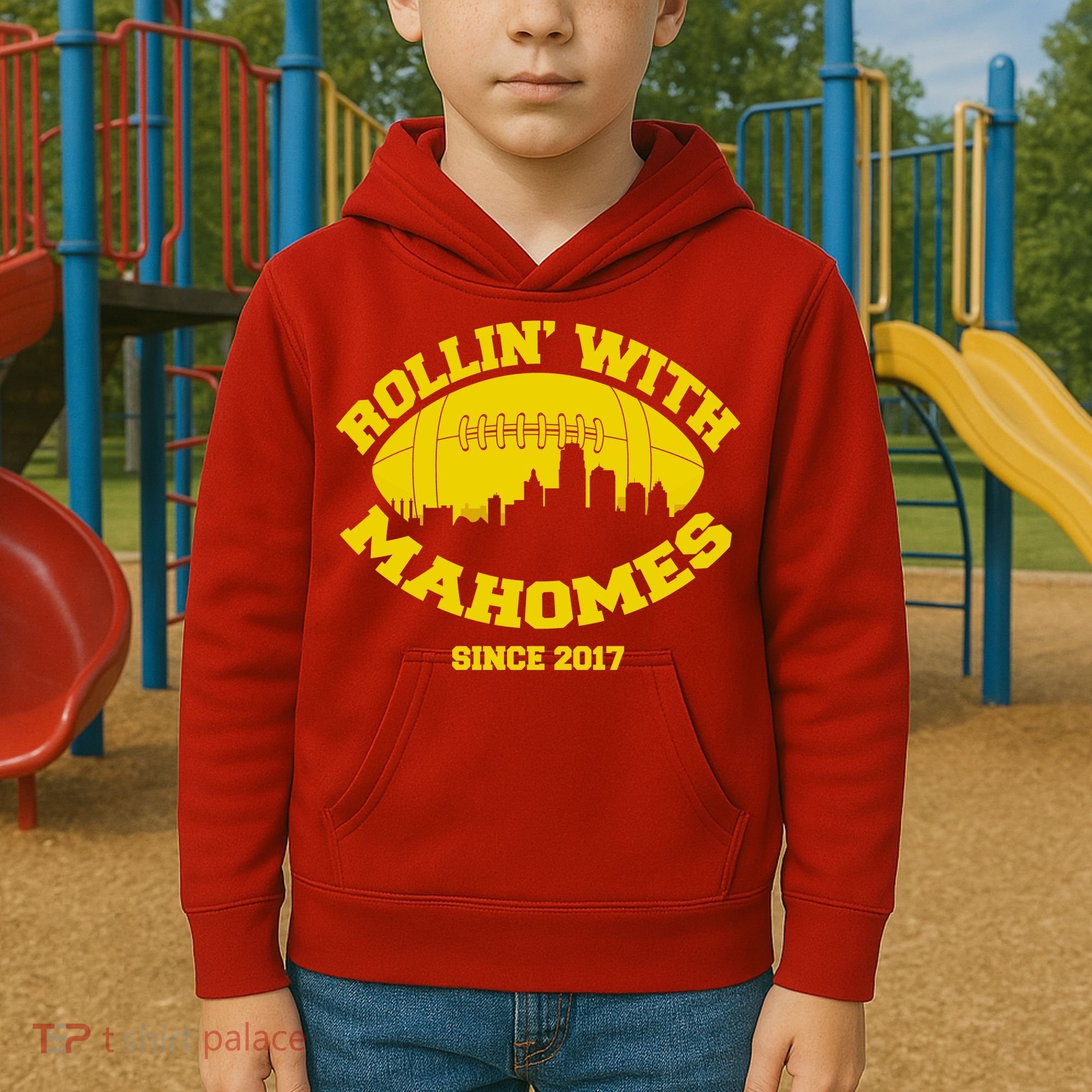 Rollin' With Mahomes Since 2017 Kids Hoodie