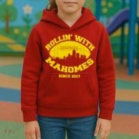 Rollin' With Mahomes Since 2017 Kids Hoodie thumb 3
