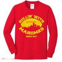 Rollin' With Mahomes Since 2017 Kids Long Sleeve Shirt thumb 0