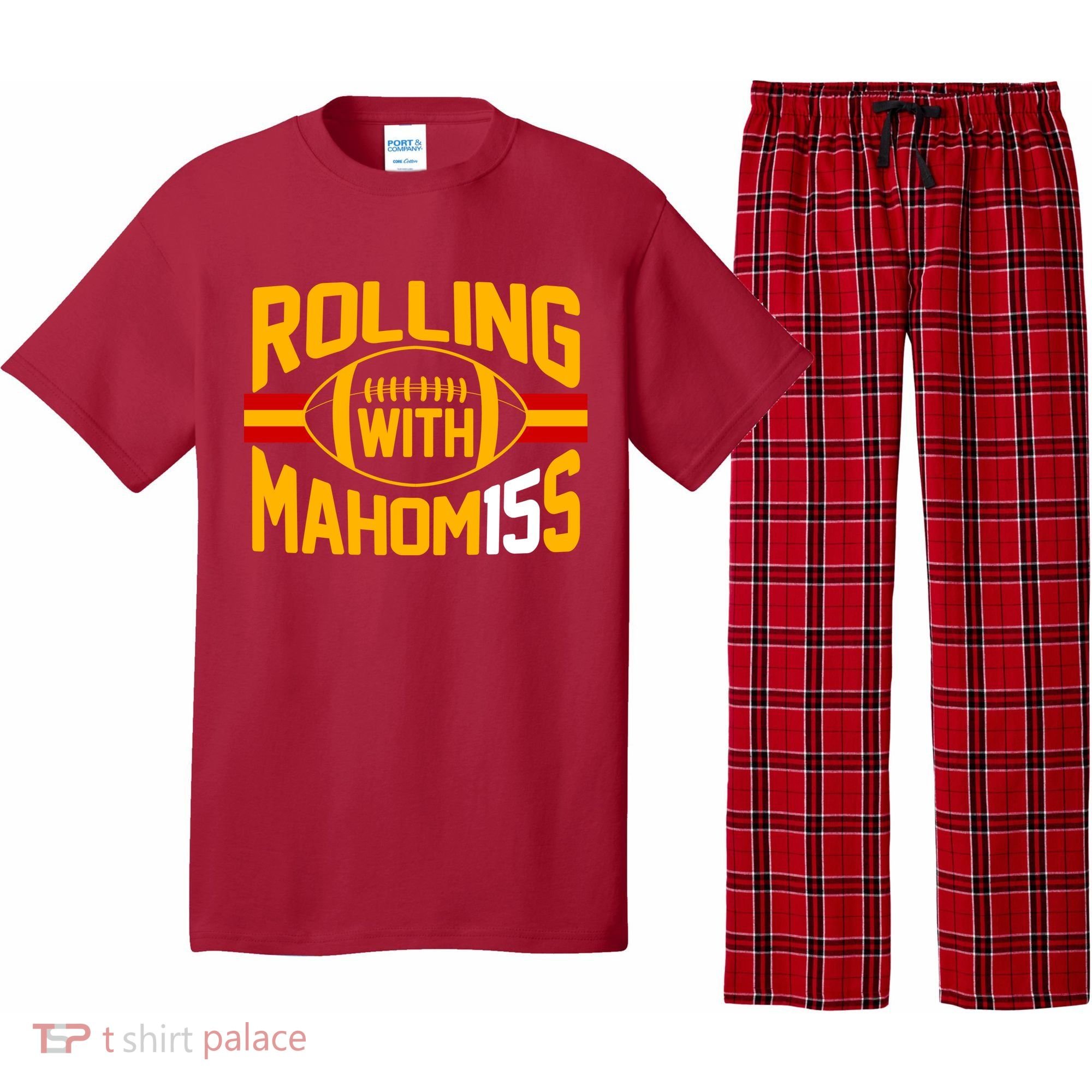 Rolling With Mahomes KC Football Pajama Set