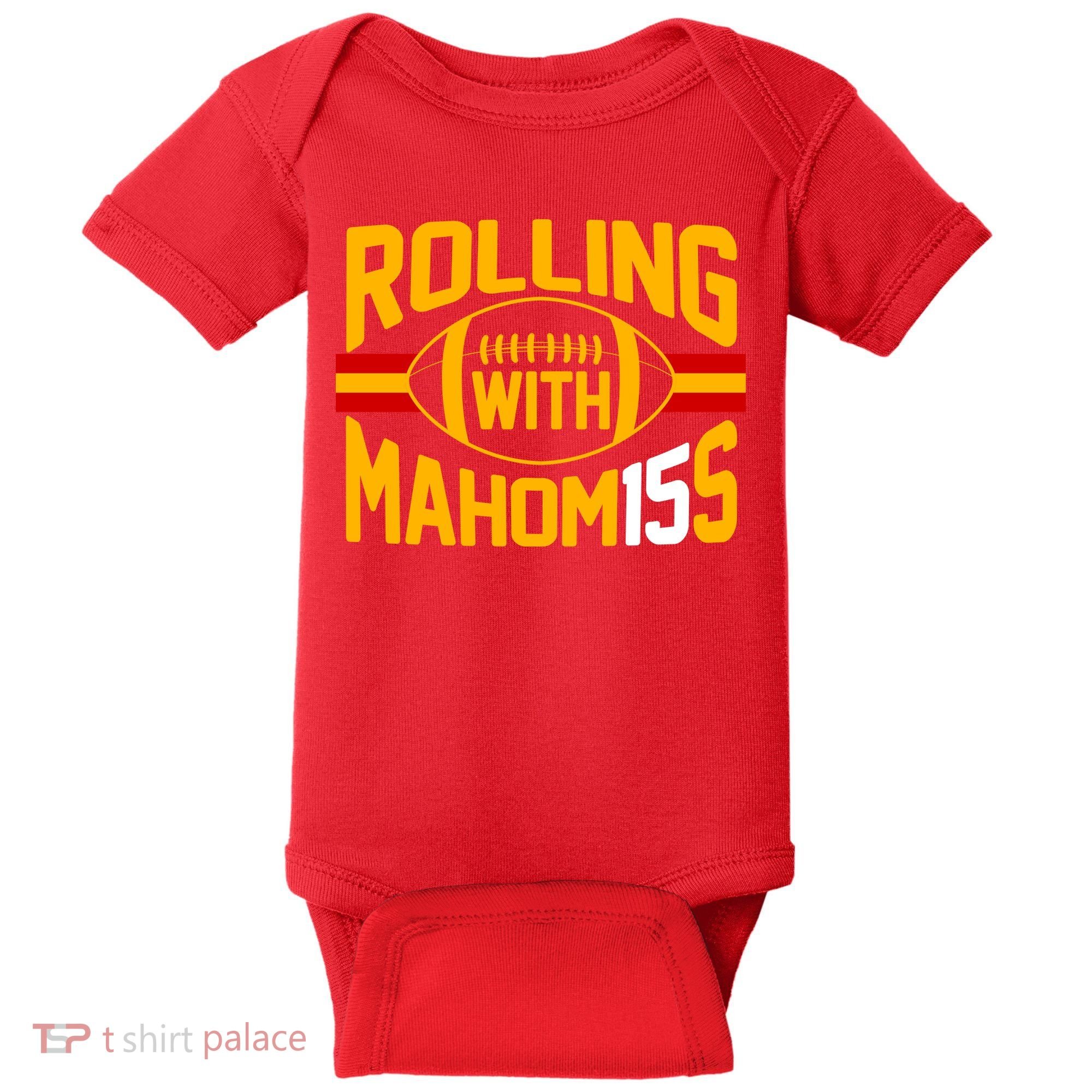 Rolling With Mahomes KC Football Baby Bodysuit
