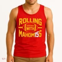 Rolling With Mahomes KC Football Tank Top thumb 3