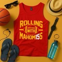 Rolling With Mahomes KC Football Tank Top thumb 4