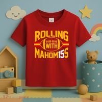 Rolling With Mahomes KC Football Toddler T-Shirt thumb 3