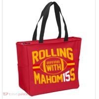 Rolling With Mahomes KC Football Tote Bag thumb 2