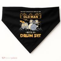 Retired Old Men Drummer Percussion Music Retirement Drums USA-Made Doggie Bandana thumb 0