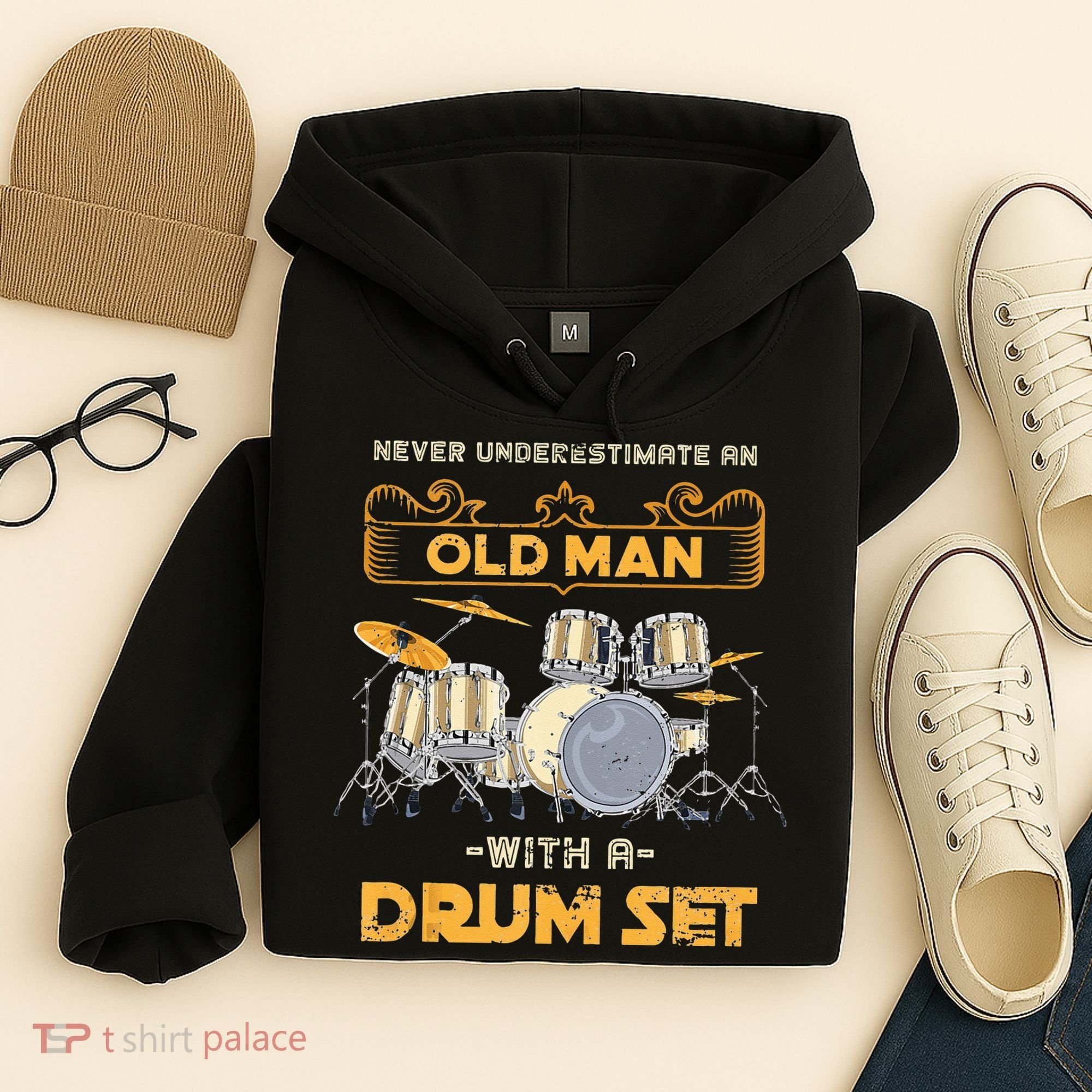 Retired Old Men Drummer Percussion Music Retirement Drums Hoodie