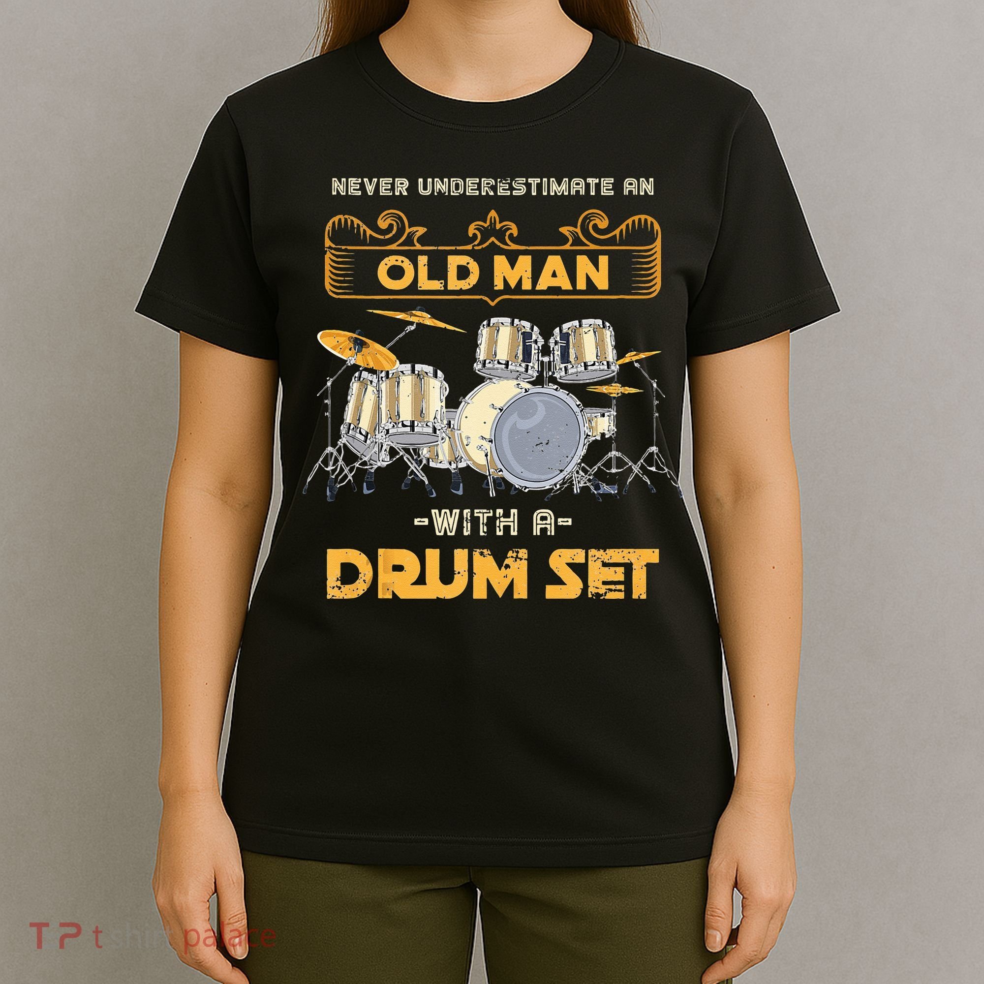 Retired Old Men Drummer Percussion Music Retirement Drums T-Shirt