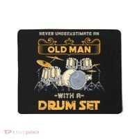 Retired Old Men Drummer Percussion Music Retirement Drums Mousepad thumb 0