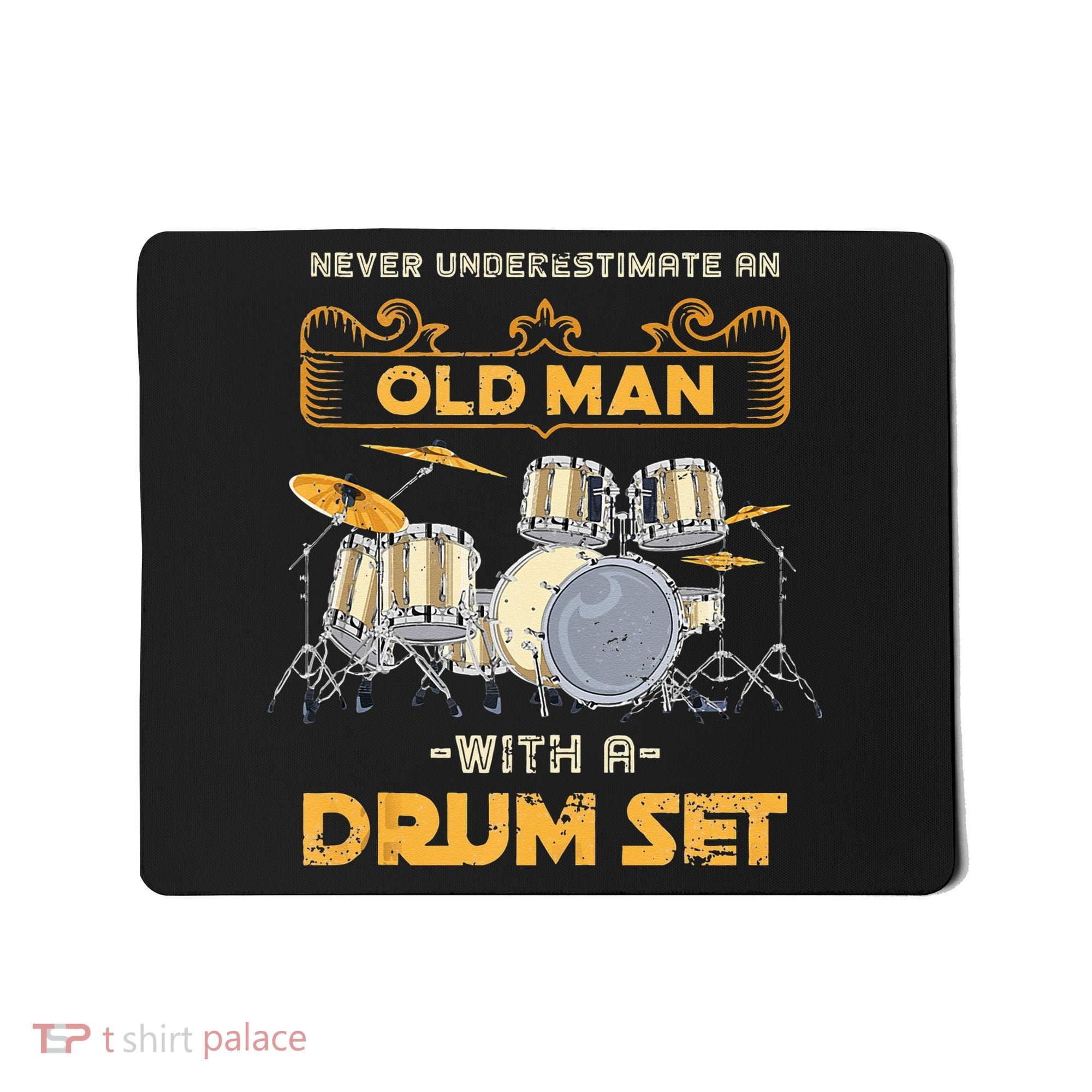 Retired Old Men Drummer Percussion Music Retirement Drums Mousepad