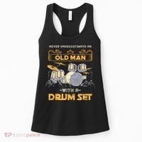 Retired Old Men Drummer Percussion Music Retirement Drums Women's Tank Top thumb 0