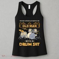 Retired Old Men Drummer Percussion Music Retirement Drums Women's Tank Top thumb 3
