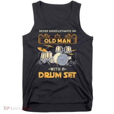 Retired Old Men Drummer Percussion Music Retirement Drums Tank Top
