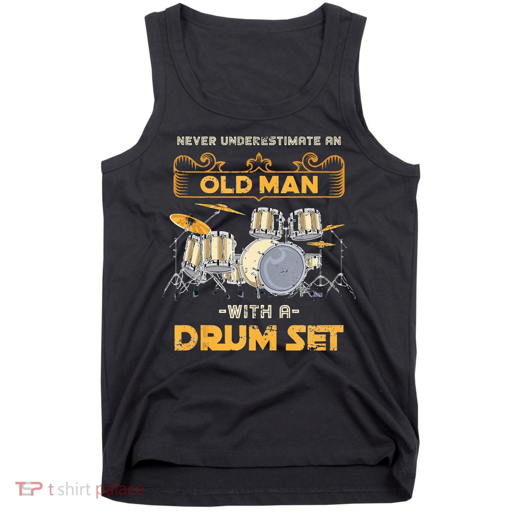 Retired Old Men Drummer Percussion Music Retirement Drums Tank Top