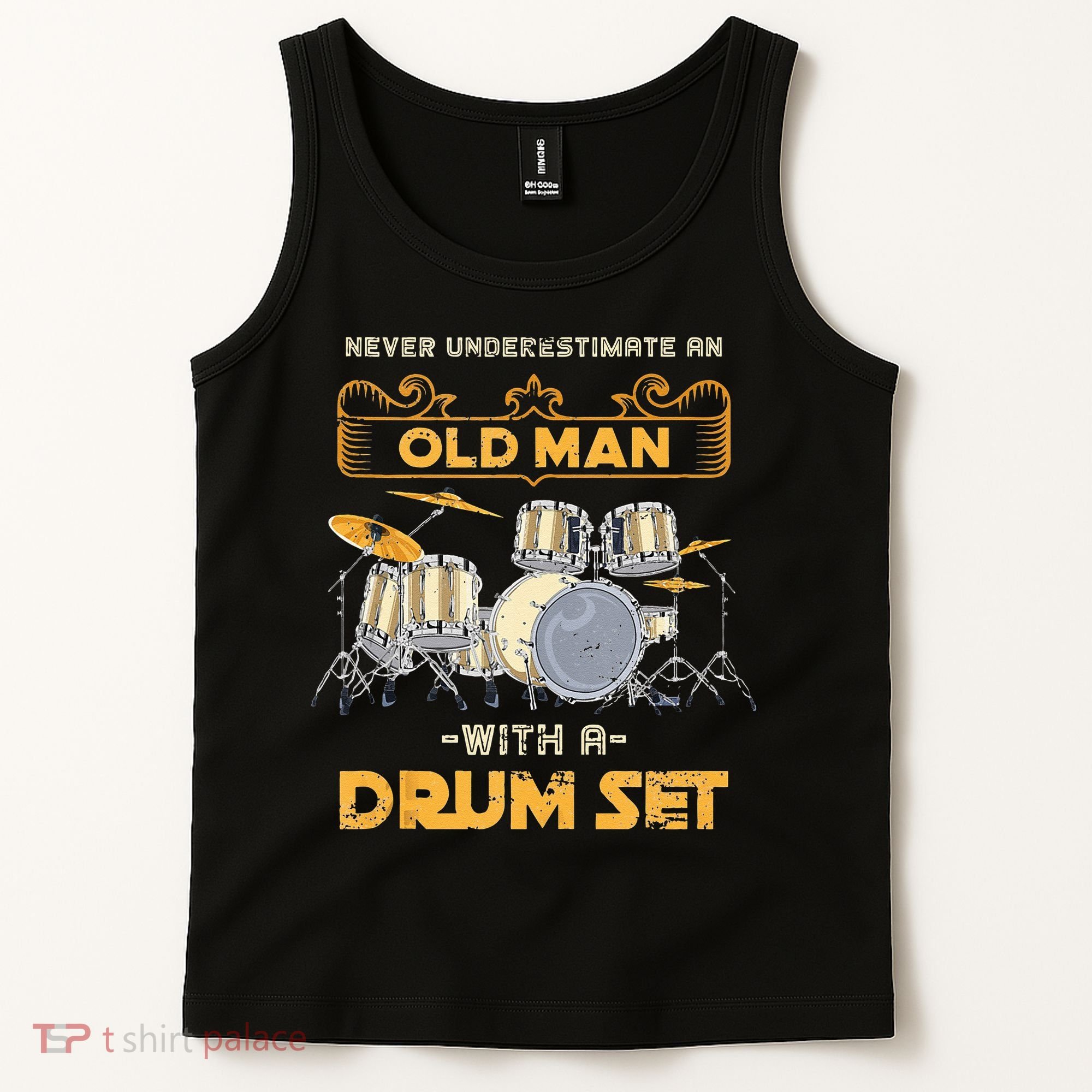 Retired Old Men Drummer Percussion Music Retirement Drums Tank Top