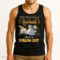 Retired Old Men Drummer Percussion Music Retirement Drums Tank Top thumb 3