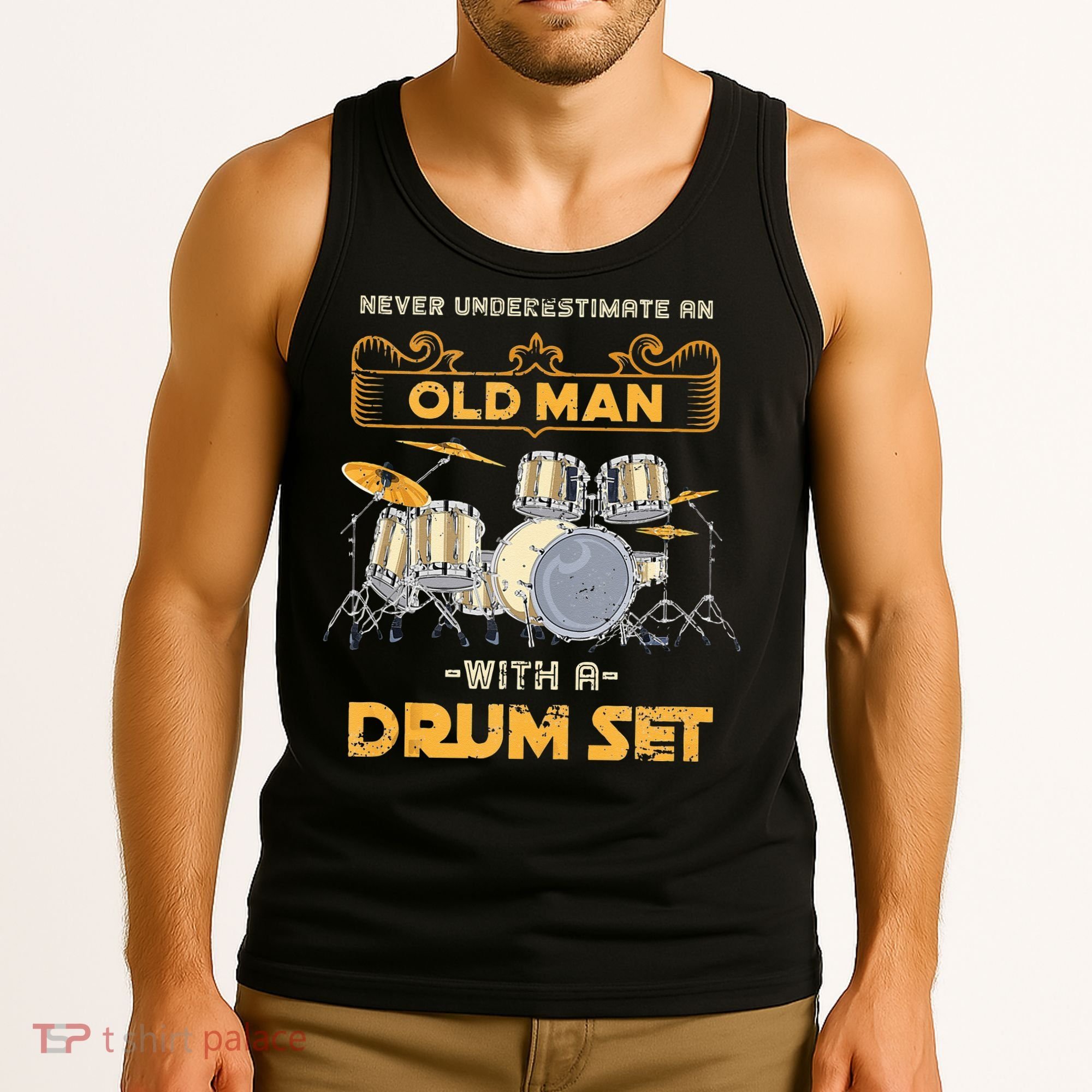 Retired Old Men Drummer Percussion Music Retirement Drums Tank Top