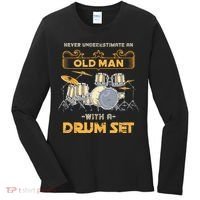 Retired Old Men Drummer Percussion Music Retirement Drums Women's Long Sleeve Shirt thumb 0