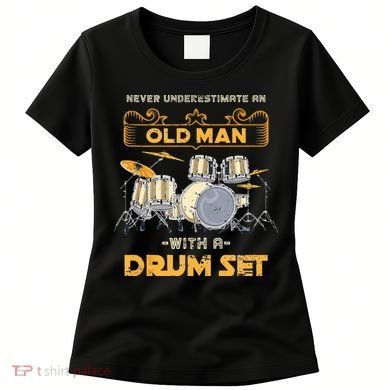 Retired Old Men Drummer Percussion Music Retirement Drums Women's T-Shirt