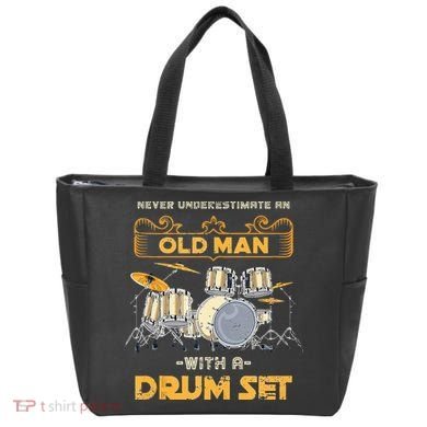 Retired Old Men Drummer Percussion Music Retirement Drums Tote Bag