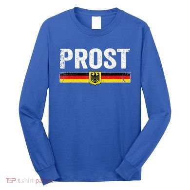 Retro Oktoberfest Man Woman German Flag Prost Long Sleeve Shirt