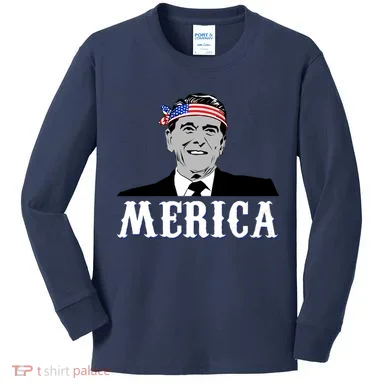Ronald Reagan Merica Kids Long Sleeve Shirt
