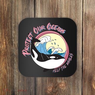 Respect Our Oceans Help The Whales Distressed Vintage Orca Coaster