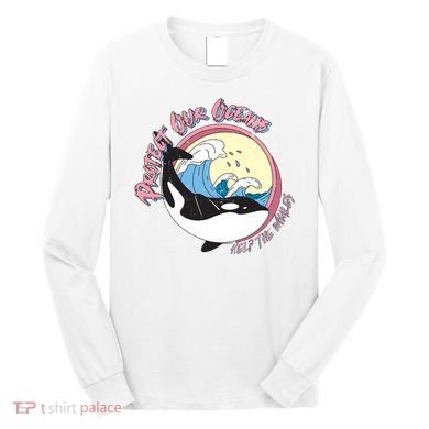 Respect Our Oceans Help The Whales Distressed Vintage Orca Long Sleeve Shirt