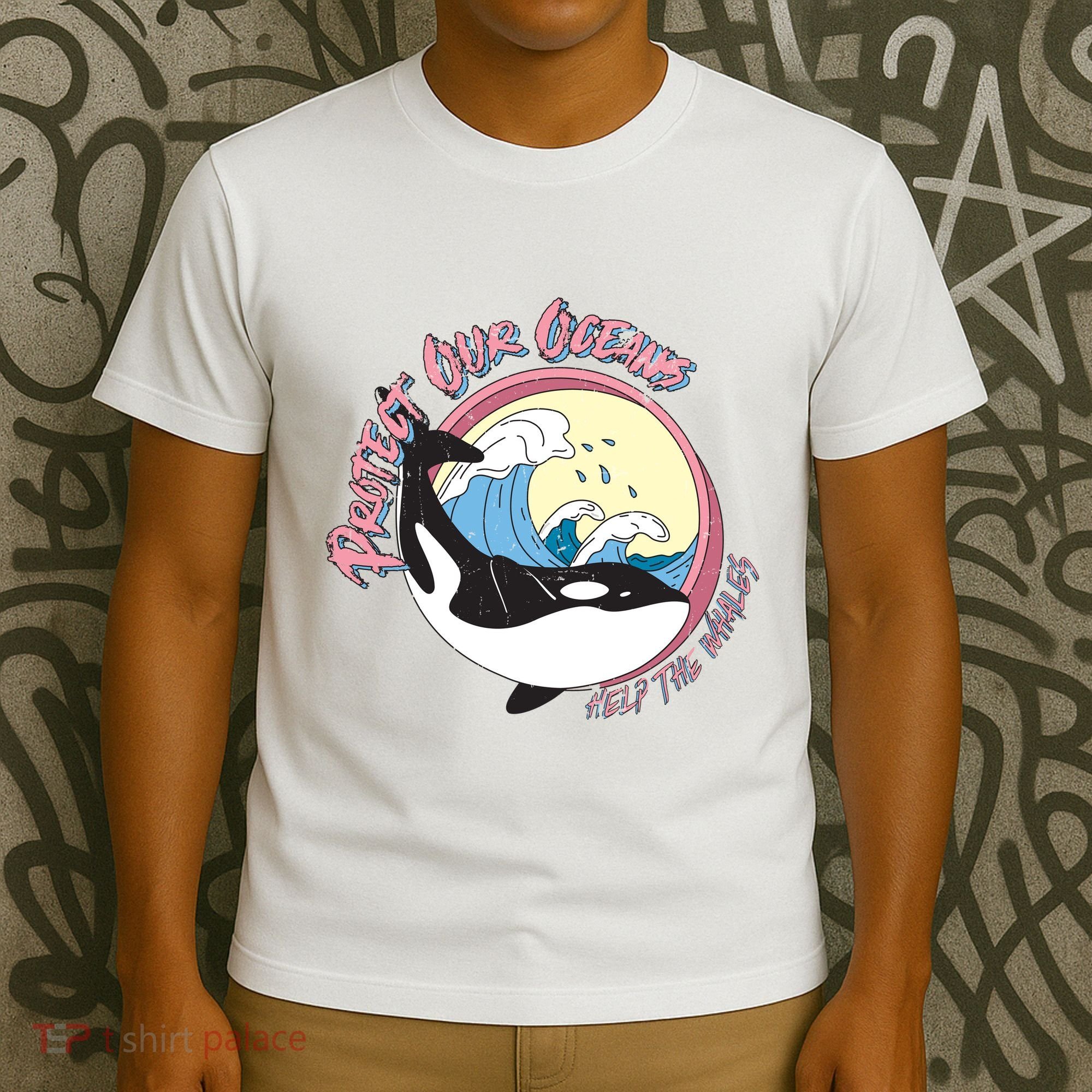 Respect Our Oceans Help The Whales Distressed Vintage Orca T-Shirt