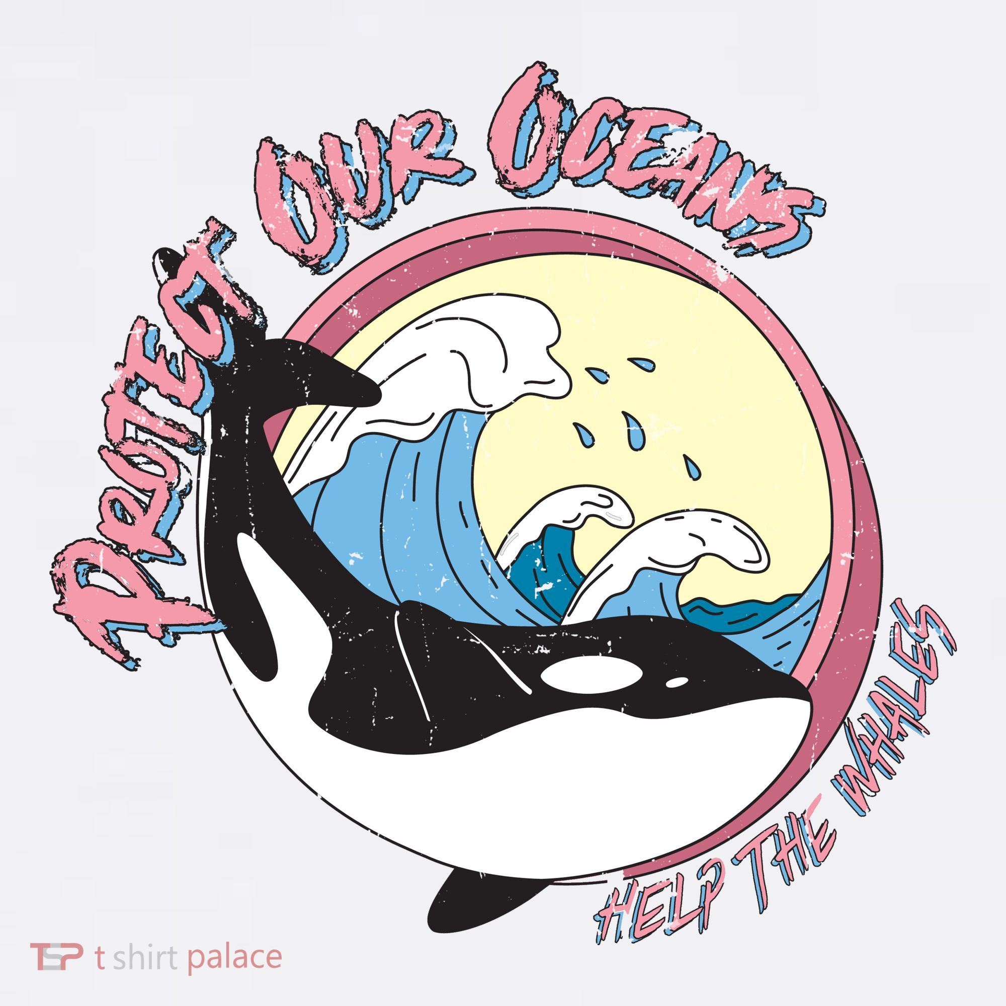 Respect Our Oceans Help The Whales Distressed Vintage Orca T-Shirt