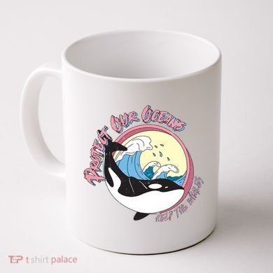Respect Our Oceans Help The Whales Distressed Vintage Orca Coffee Mug