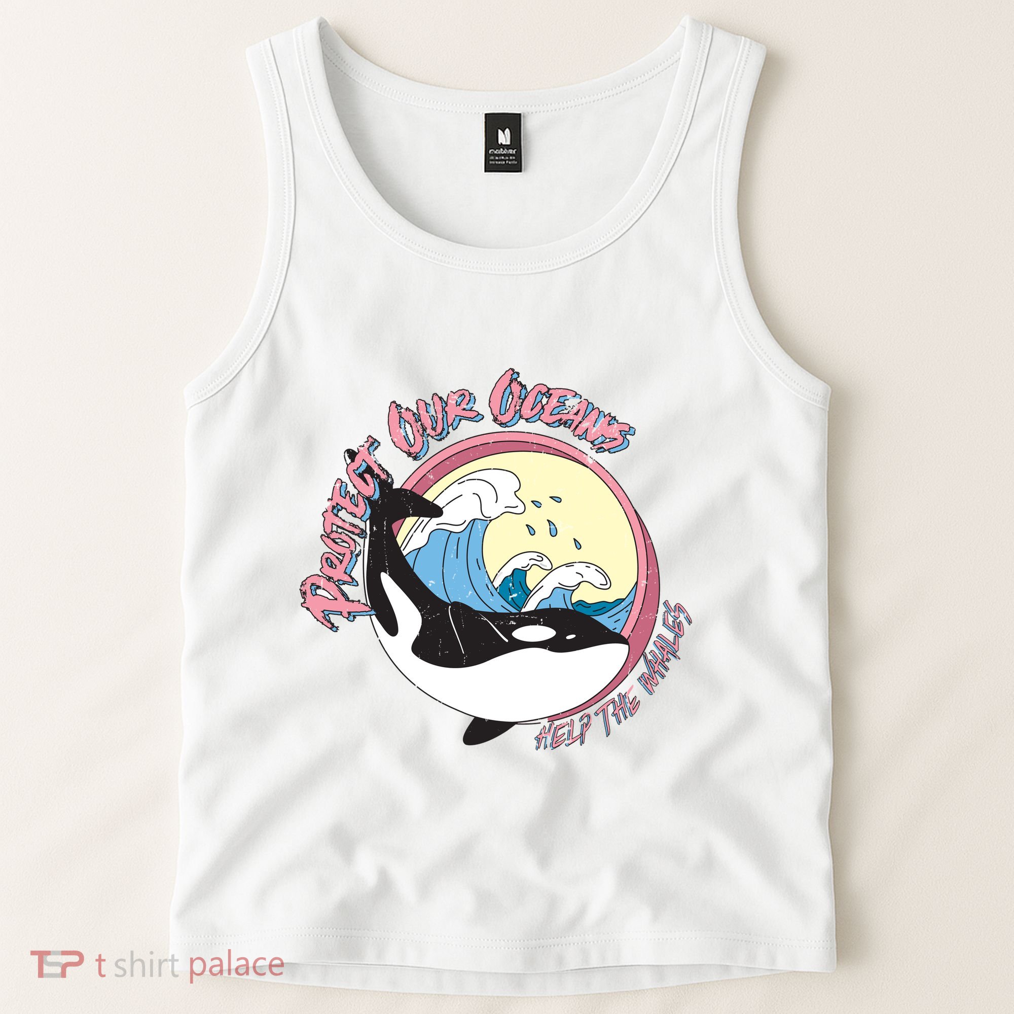 Respect Our Oceans Help The Whales Distressed Vintage Orca Tank Top