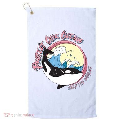 Respect Our Oceans Help The Whales Distressed Vintage Orca Golf Towel