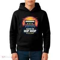 Raised On Old School Hip Hop Anniversary Cassette Kids Hoodie thumb 4