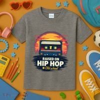 Raised On Old School Hip Hop Anniversary Cassette Kids T-Shirt thumb 3