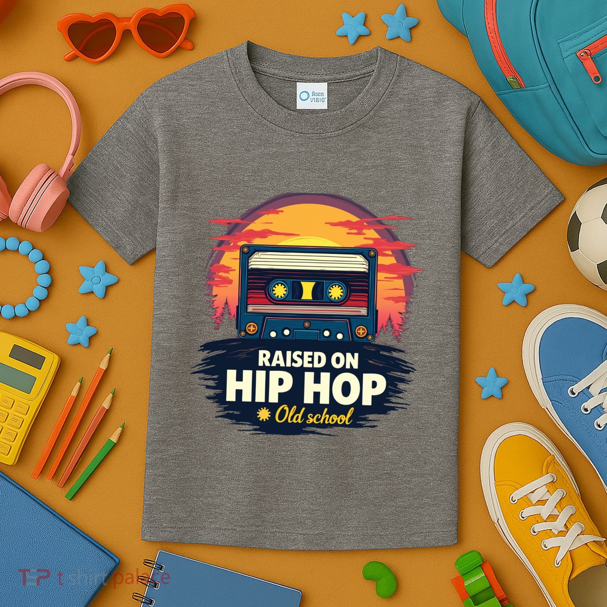 Raised On Old School Hip Hop Anniversary Cassette Kids T-Shirt